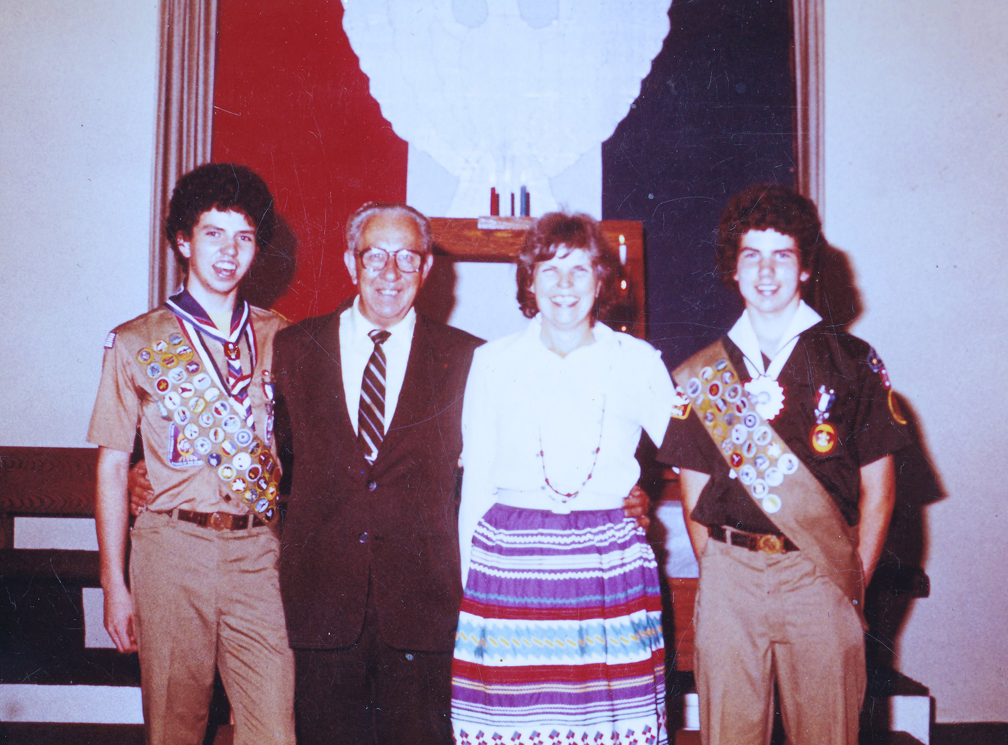 Bill, Dad, Mom, and Robert Jennings · Robert's Eagle Court of Honor · 1979