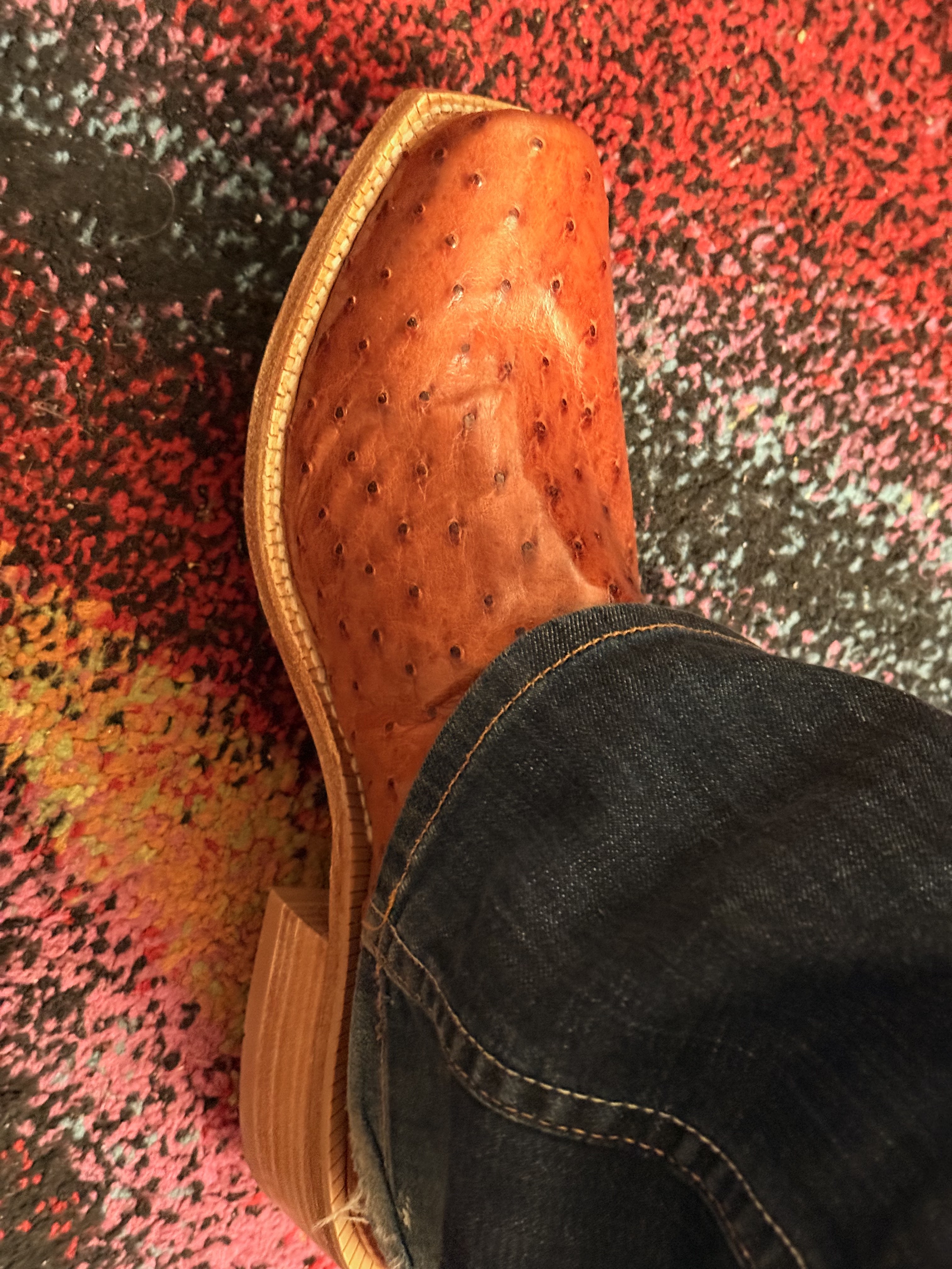 Hyer Burnt Orange Ostrich Boots