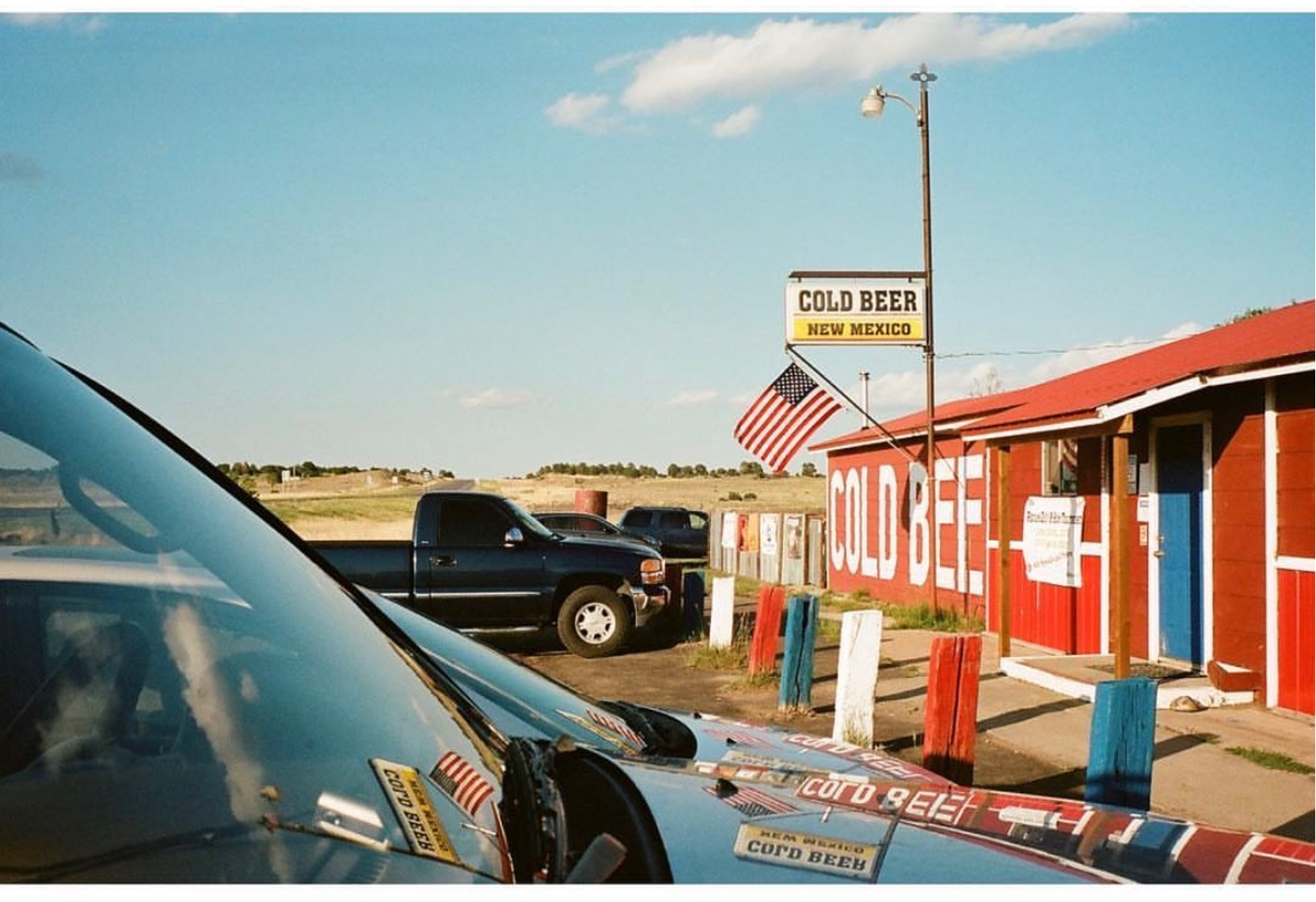 Cold Beer NM · from the car · reflections · film