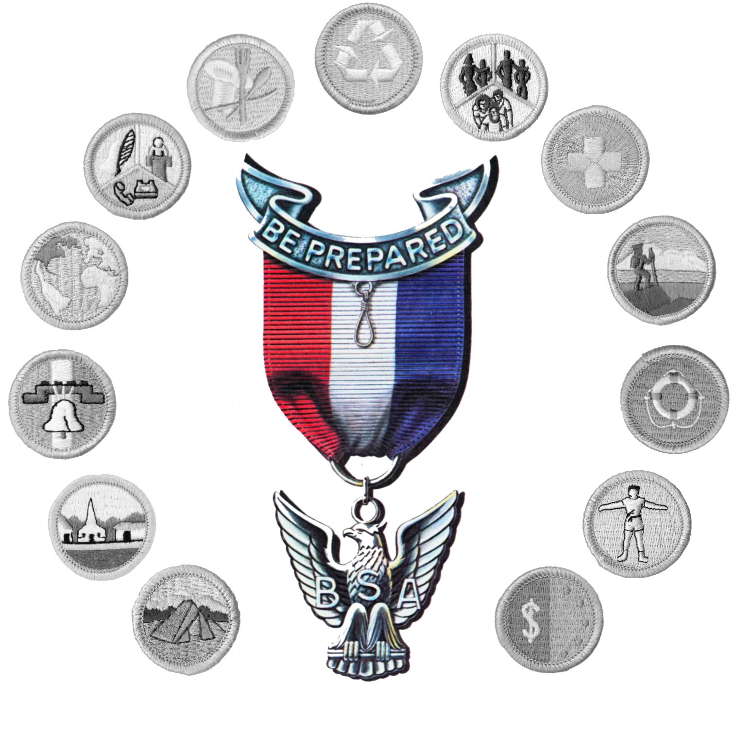 Eagle Scout medal with merit badges