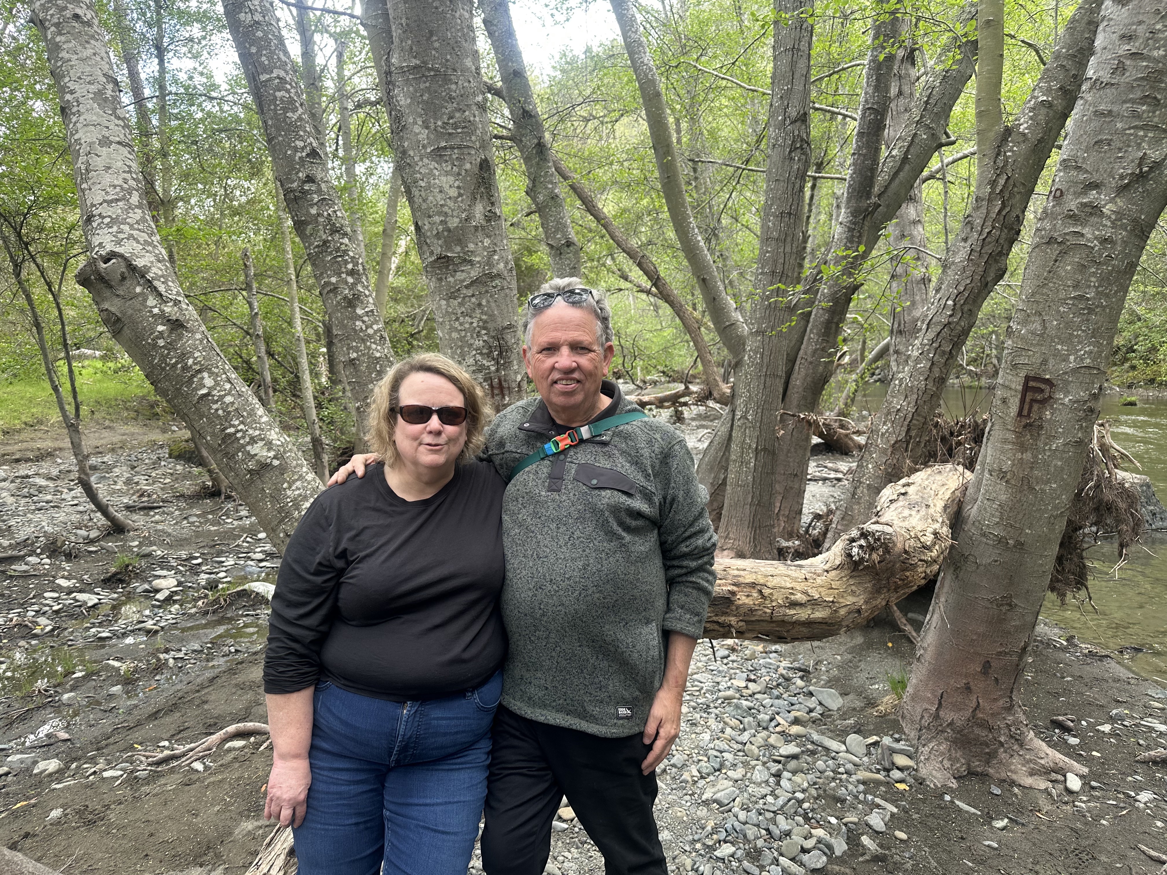 Flora and Bill on a hike in the East Bay