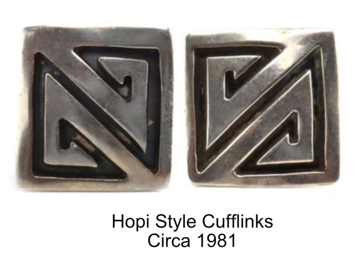 Hopi Sterling Overlay Cufflinks