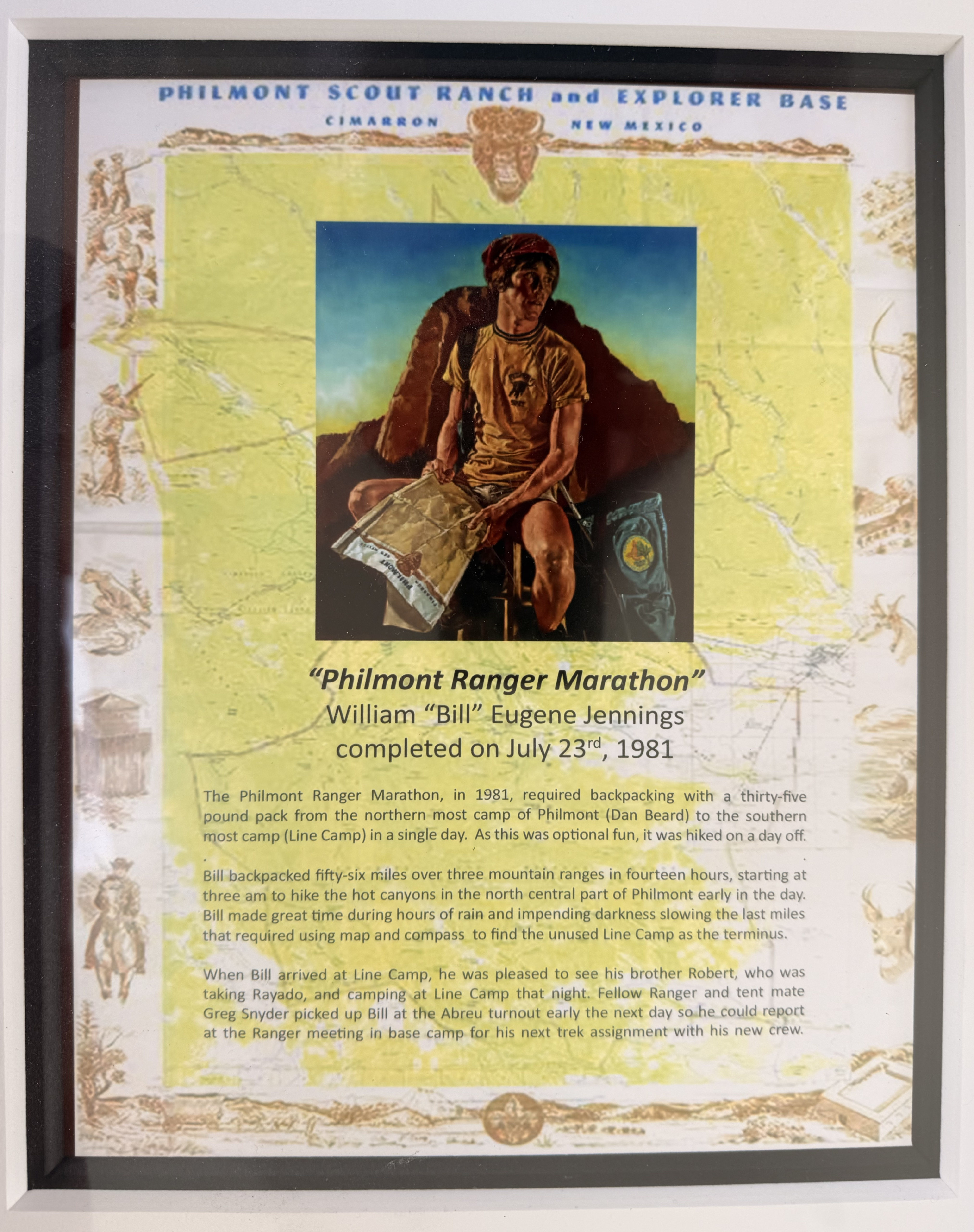 Philmont Ranger Marathon · William Bill Eugene Jennings · July 23 1981 · Dan Beard to Line Camp · 56 miles