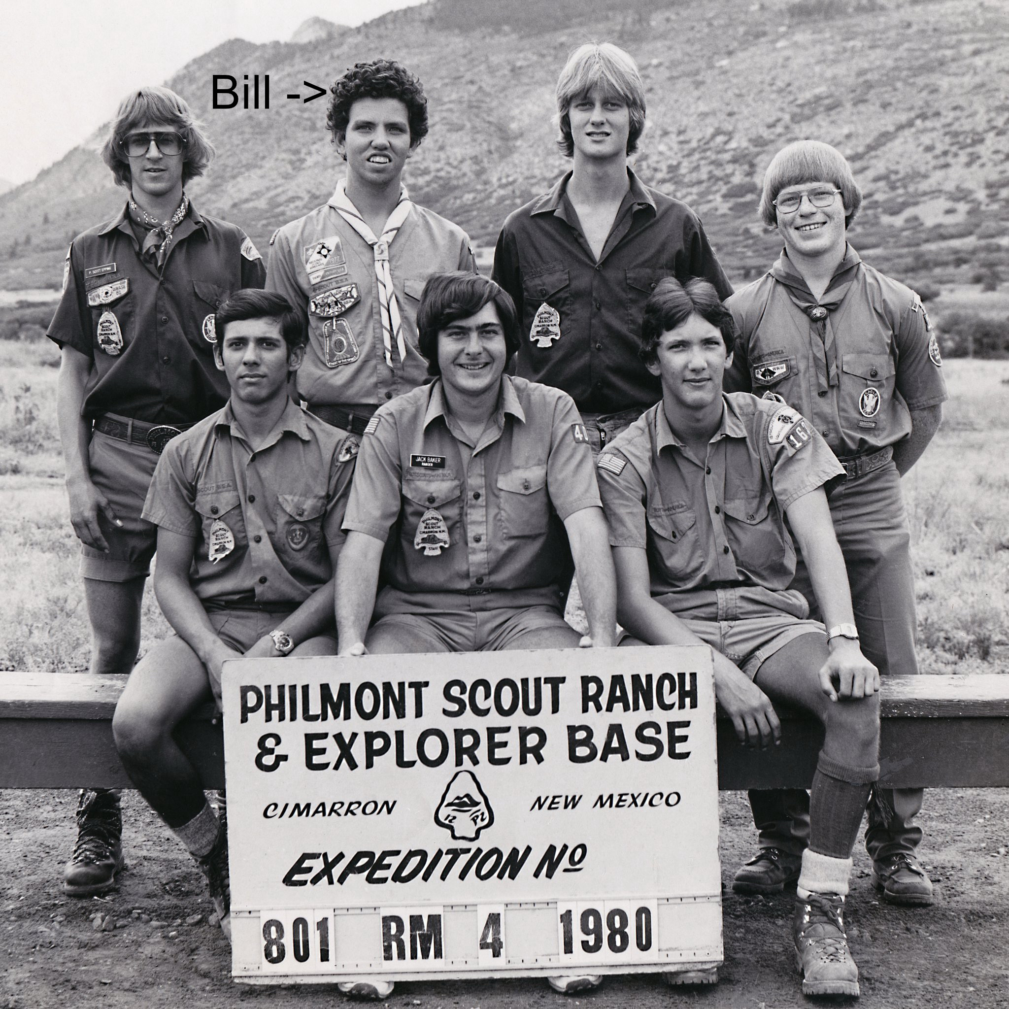 Rayado Expedition · Trek 801 · August 1, 1980 · Bill second from left, back row · Tooth of Time visible
