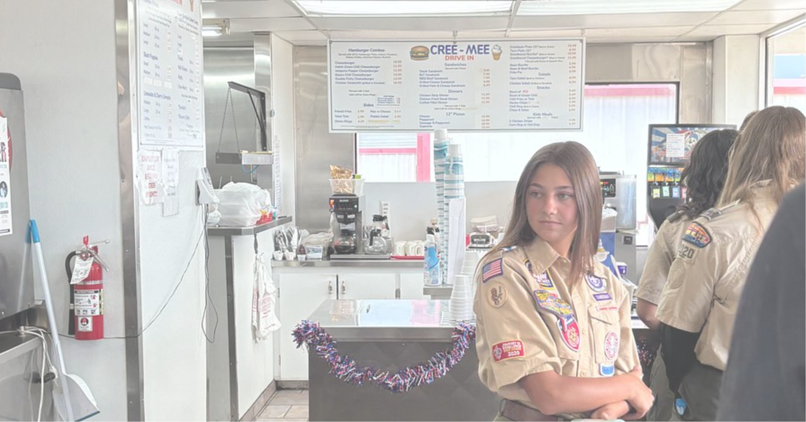 Cree-Mee Drive-In · interior · scout at the counter