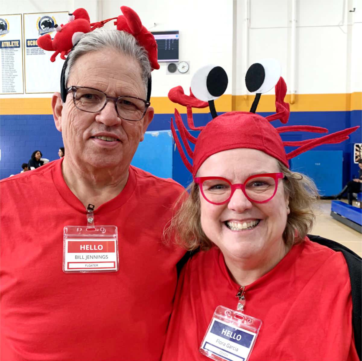 Bill and Flora as coaches for Ellie's Lego Robotics team · Crustacean Nation · tournament day