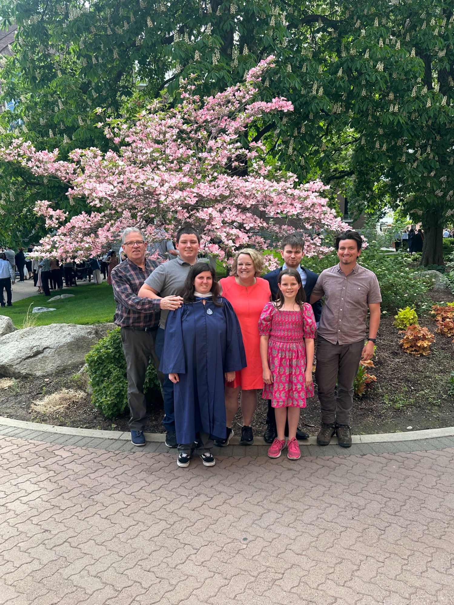 Flora and family at Olivia's Gonzaga graduation · spring 2024